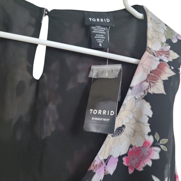 NEW PLUS SIZE 4X Torrid Floral Chiffon Double Layer Tank Top Black Pink 4X - Picture 13 of 14